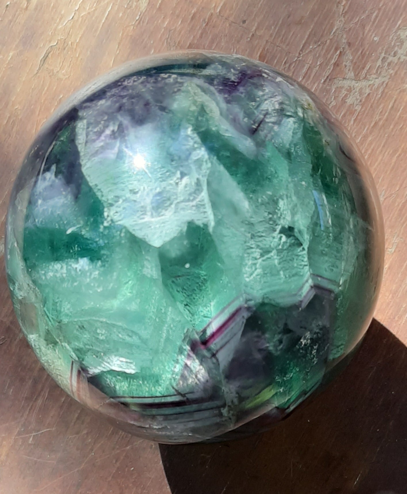 Fluorite Rainbow Sphere + stand - 759grams