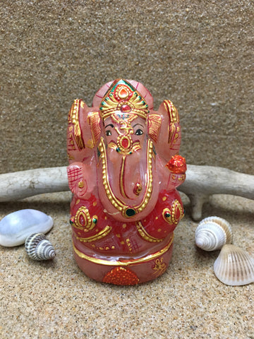 Ganesh Rose Quartz Handpainted - 295g