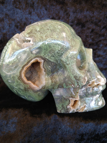 Agate Druzy Skull Moss Agate - 1.3Kg
