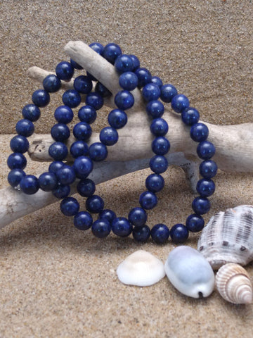 Bracelet Beaded 8mm Lapis Lazuli - Free Postage